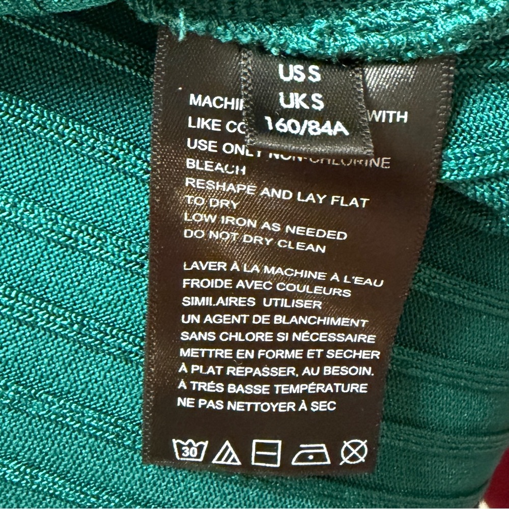 Urban Outfitters Ribbed Knit Polo Top Green Striped Varsity Collar Size Small - Picture 8 of 9